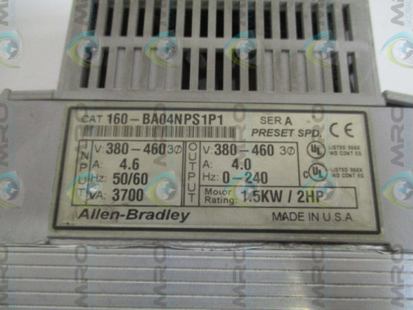ALLEN BRADLEY 160-BA04NPS1P1 SER. A F/W 4.04 UNMP