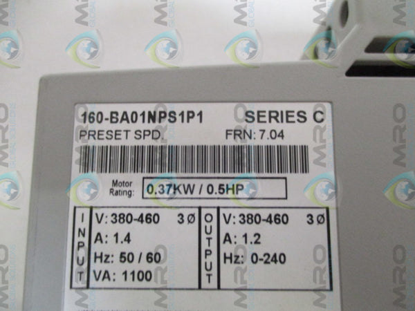 ALLEN BRADLEY 160-BA01NPS1P1 SER. C F/W 7.04 SPEED CONTROLLER  UNMP