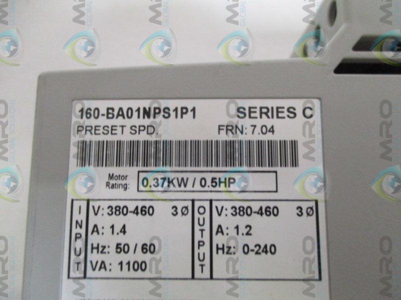 ALLEN BRADLEY 160-BA01NPS1P1 SER. C F/W 7.04 SPEED CONTROLLER  UNMP