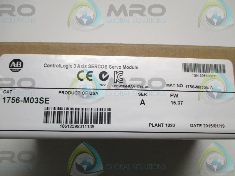 ALLEN BRADLEY 1756-M03SE SER. A F/W 15.37 MODULE DATE: 2015  NSFS