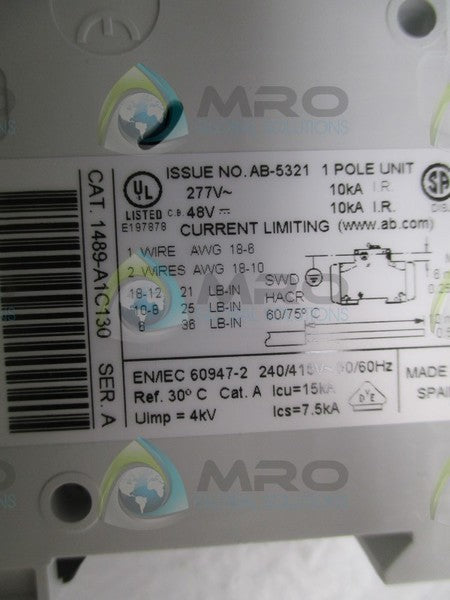 ALLEN BRADLEY 1489-A1C130 SER. A CIRCUIT BREAKER 13A  NSNP