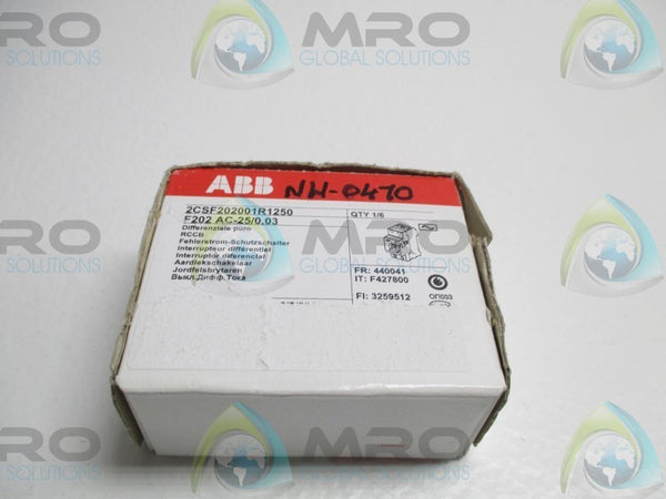 ABB 2CSF202001R1250 F202AC-25/0,03 CIRCUIT BREAKER 25A  NSFS