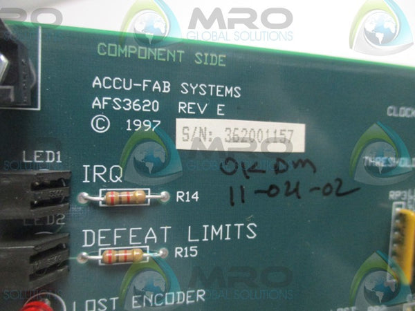 ACCU-FAB AFS3620 CONTROLLER BOARD  UNMP