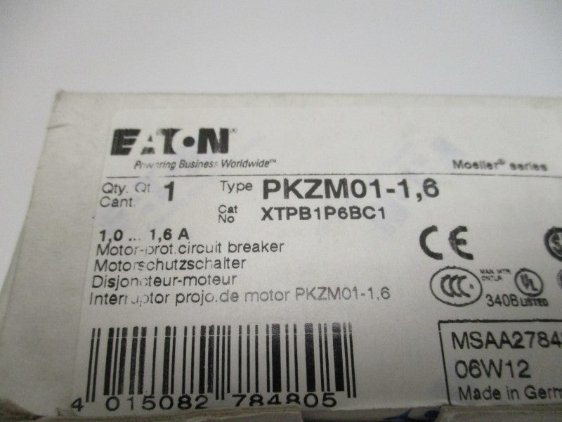 EATON PKZM01-1,6 MOTOR CIRCUIT BREAKER 1-1,6A  NSMP