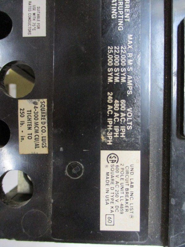 SQUARE D KA-26125-AB CIRCUIT BREAKER 125A 600VAC  UNMP