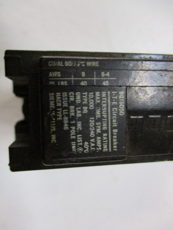 SIEMENS BQ1B050 CIRCUIT BREAKER 50A 120/240VAC  UNMP