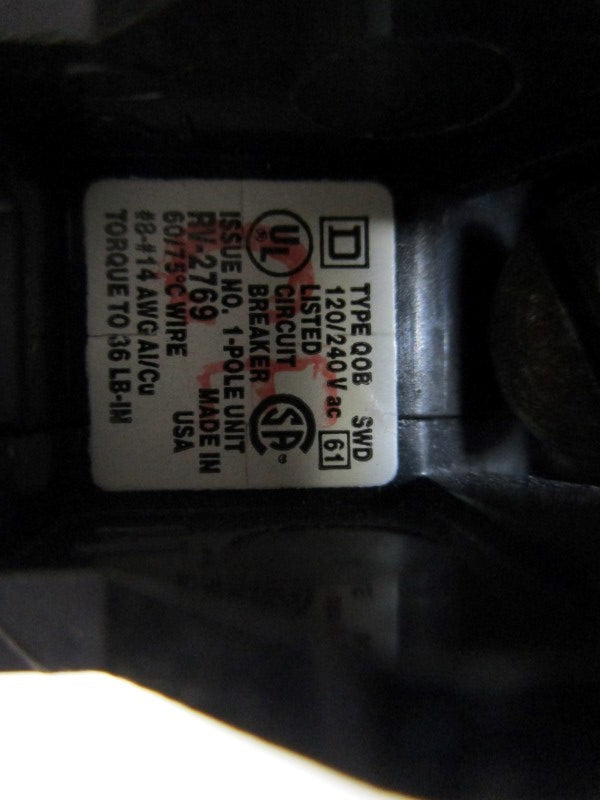 SQUARE D QOBSWD120 CIRCUIT BREAKER 20A 120/240VAC  NSNP