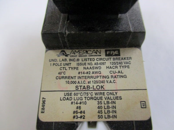 STAB-LOK NA120 NAASWD CIRCUIT BREAKER 20A 120/240VAC  NSNP
