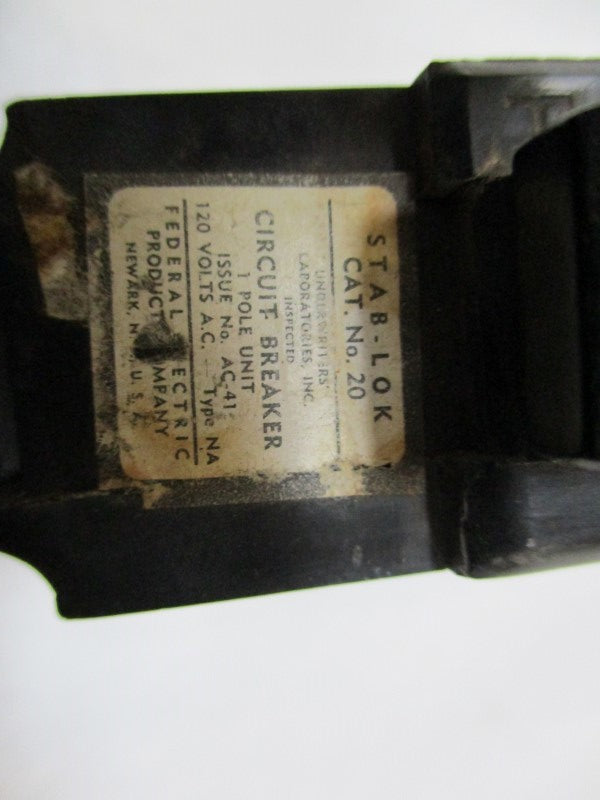 STAB-LOK NA120 CIRCUIT BREAKER 20A 120VAC  UNMP