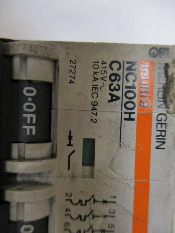 MERLIN GERIN 27274 CIRCUIT BREAKER 63A 415V  UNMP