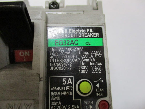 FUJI ELECTRIC EG32AC-CE CIRCUIT BREAKER 5A 200VAC  UNMP