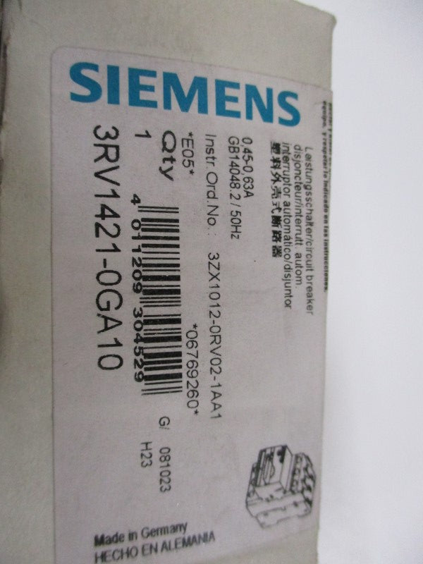 SIEMENS 3RV1421-0GA10 CIRCUIT BREAKER 0,45-0,63A NSMP