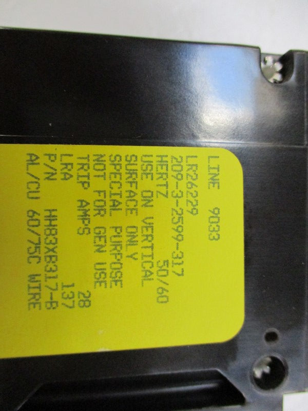 AIRPAX 209-3-2599-317 HH83XB317 CIRCUIT BREAKER 28A 240V NSMP
