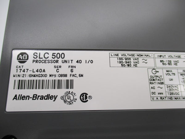 ALLEN BRADLEY 1747-L40A SER. C F/W 6 85-132VAC NSNP