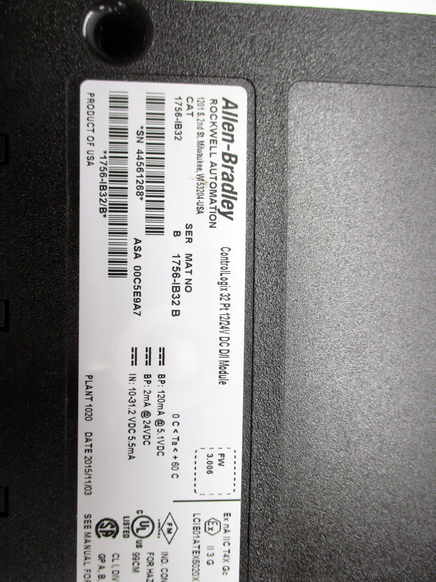 ALLEN BRADLEY 1756-IB32 SER. B F/W 3.006 10-31.2VDC NSNP
