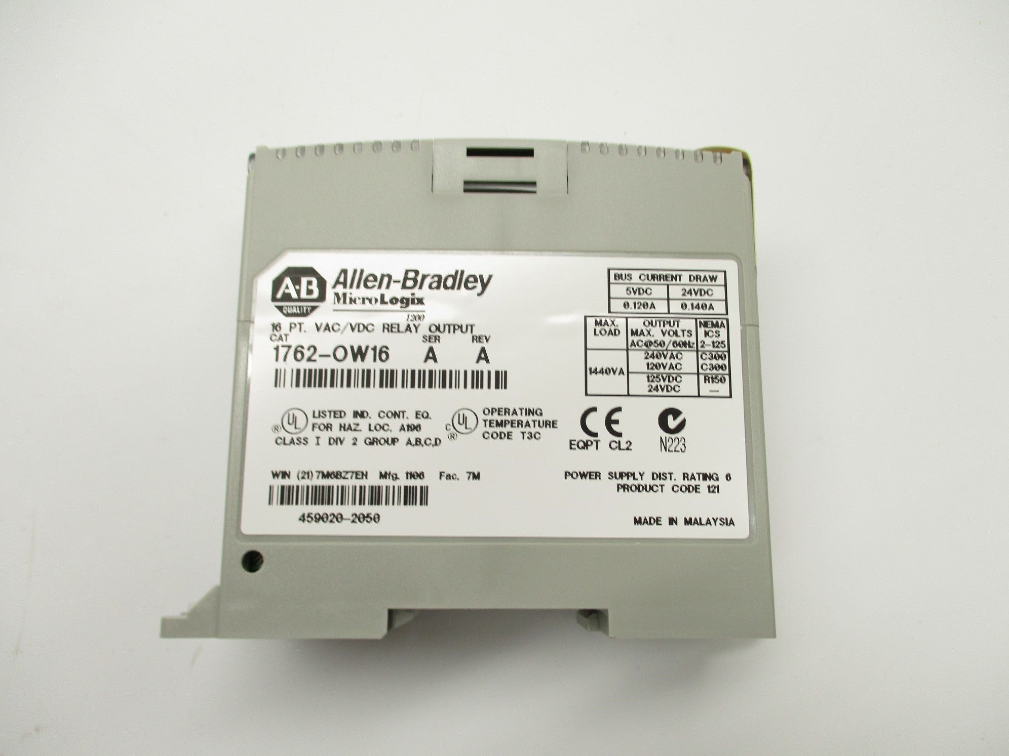 ALLEN BRADLEY 1762-OW16 SER. A 24VDC .140A NSMP