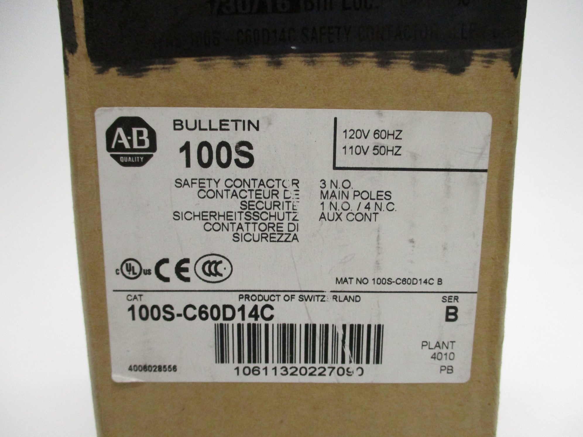 ALLEN BRADLEY 100S-C60D14C SER. B 110/120V (BR/WH) NSMP