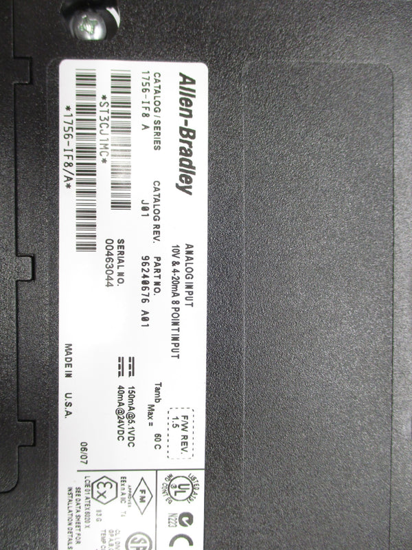 ALLEN BRADLEY 1756-IF8 SER. A F/W 1.5 NSMP
