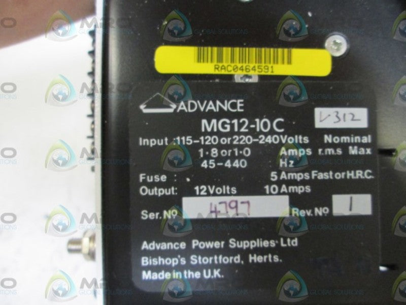 ADVANCE POWER SUPPLY MG12-10C  UNMP
