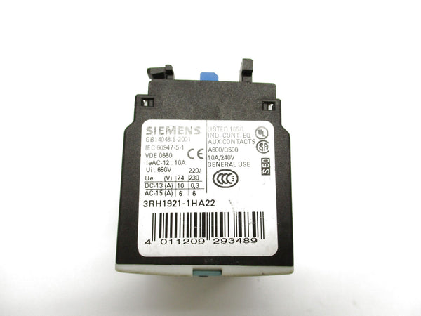 SIEMENS 3RH1921-1HA22 240V 10A NSNP
