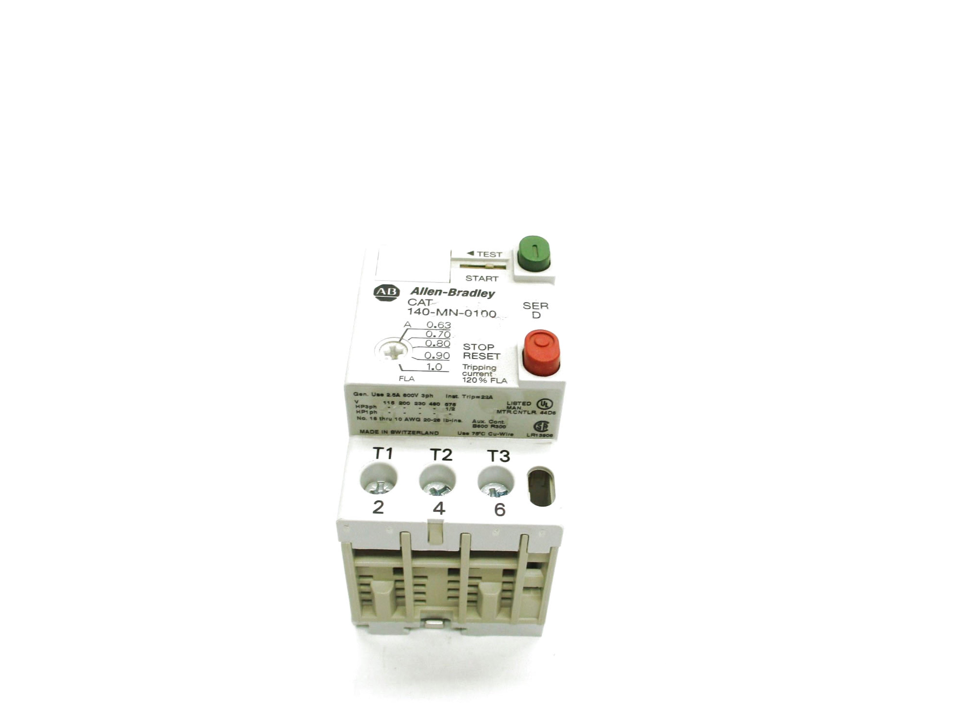 ALLEN BRADLEY 140-MN-0100 SER. D 690V 0.63-1.0A (BR/WH) NSMP