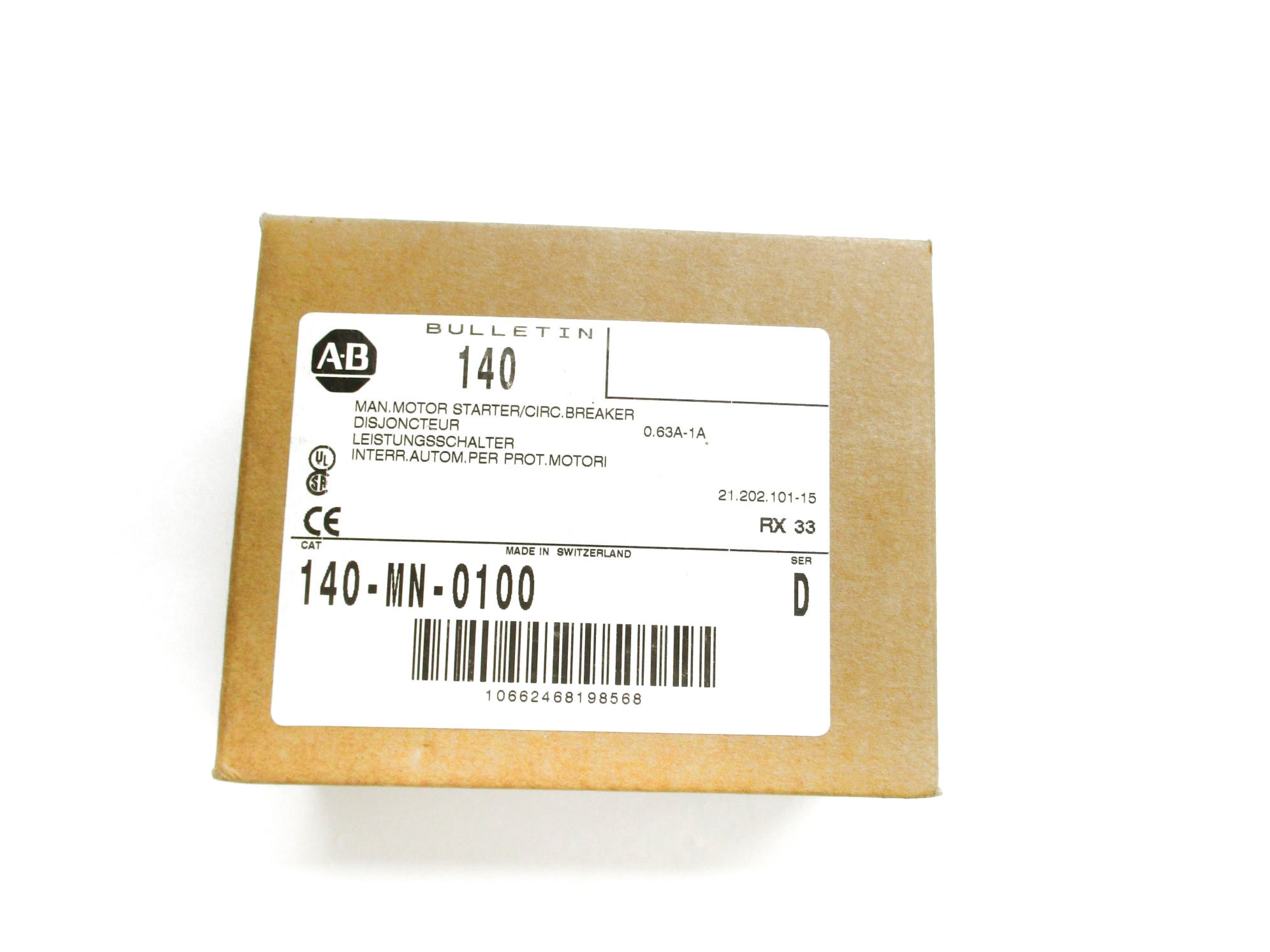 ALLEN BRADLEY 140-MN-0100 SER. D 690V 0.63-1.0A (BR/WH) NSMP