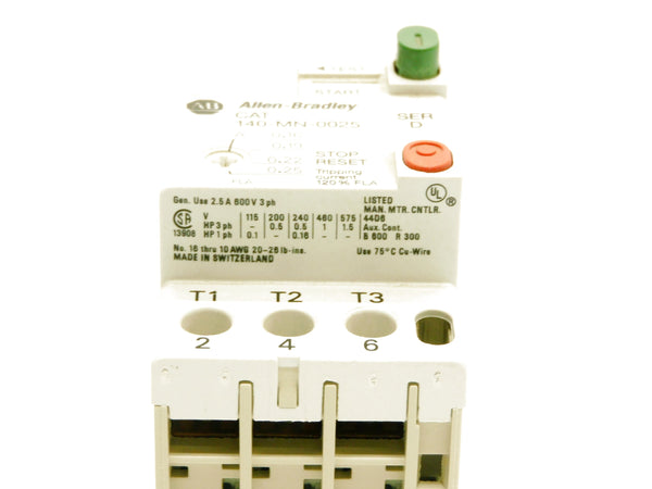 ALLEN BRADLEY 140-MN-0025 SER. D 0.16-0.25A 600V NSMP