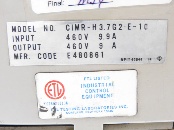 YASKAWA CIMR-H3.7G2-E-10 380-460V UNMP