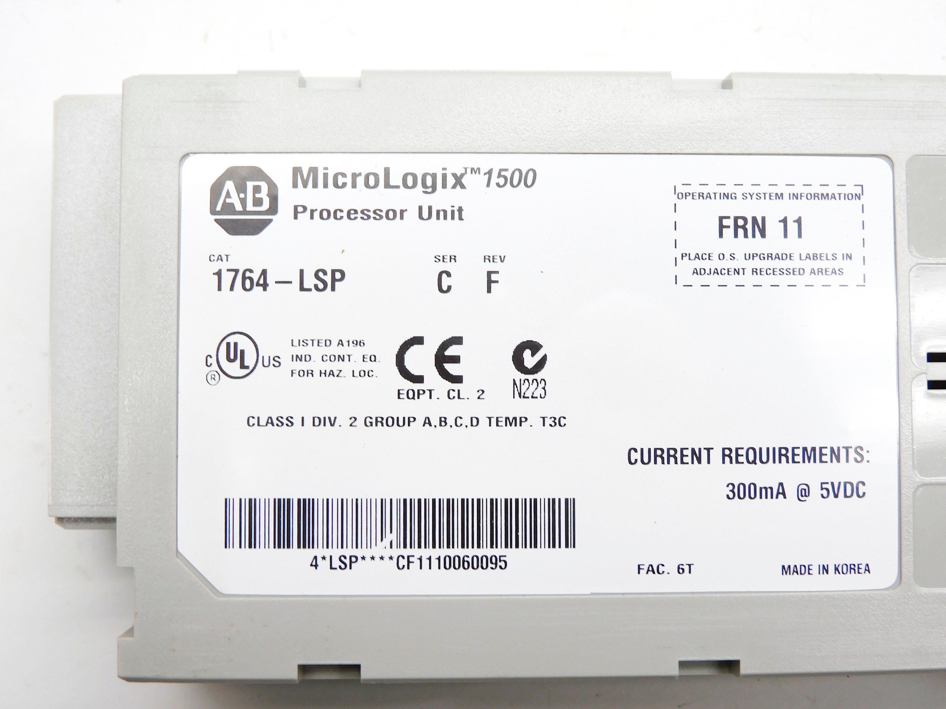 ALLEN BRADLEY 1764-LSP SER. C F/W 11 5VDC UNMP