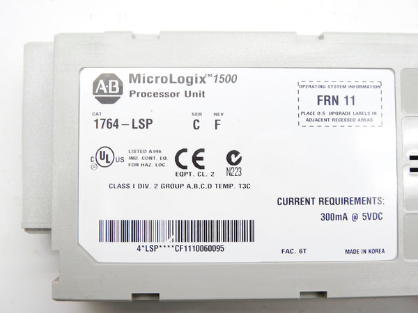 ALLEN BRADLEY 1764-LSP SER. C F/W 11 5VDC UNMP