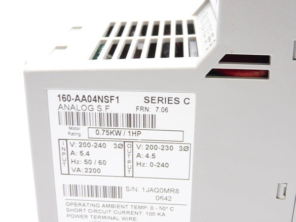 ALLEN BRADLEY 160-AA04NSF1 SER. C F/W 7.06 200-240V 5.4A (BR/WH) NSMP