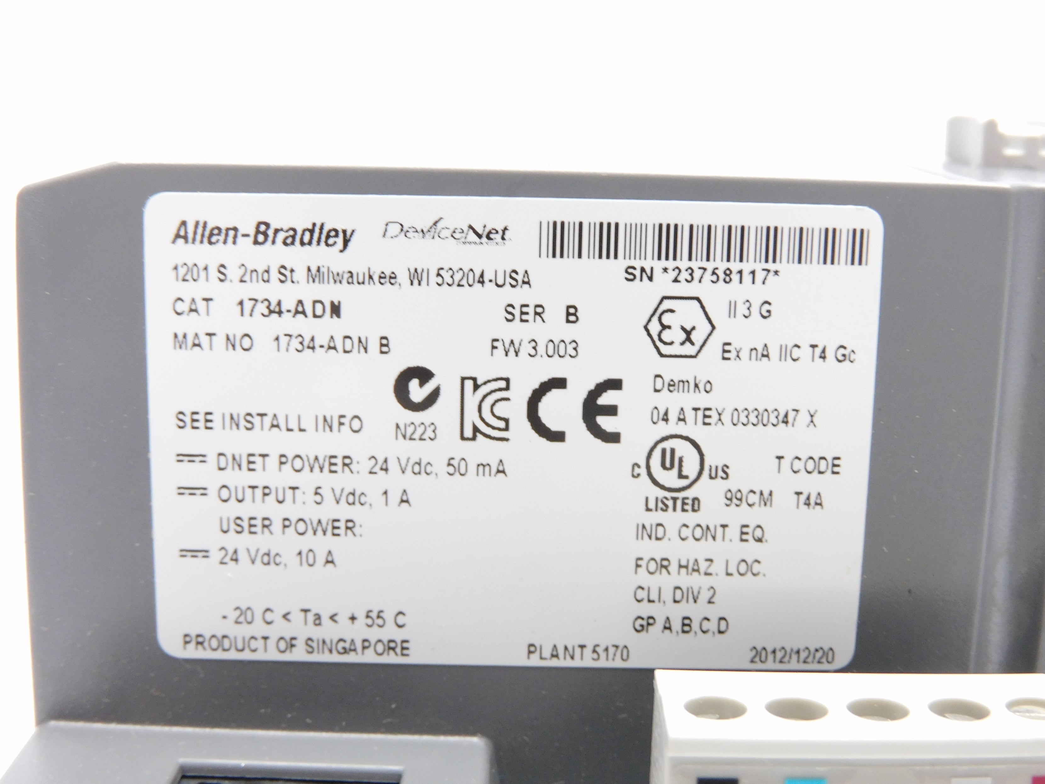 ALLEN BRADLEY 1734-ADN SER. B F/W 3.003 NSMP