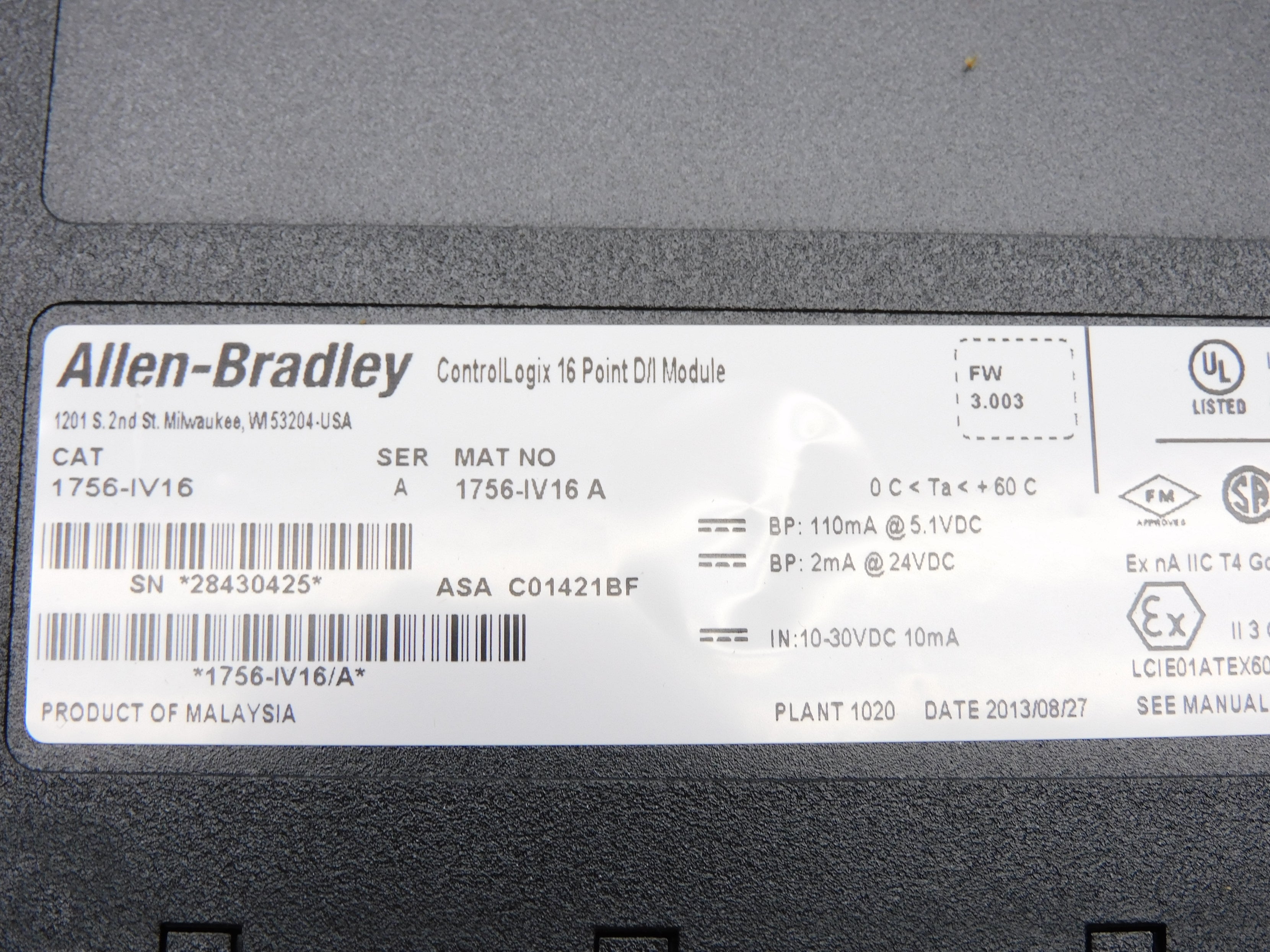 ALLEN BRADLEY 1756-IV16 SER. A F/W 3.003 NSMP