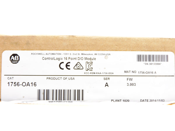 ALLEN BRADLEY 1756-OA16 SER. A F/W 3.003 120/240VAC NSMP