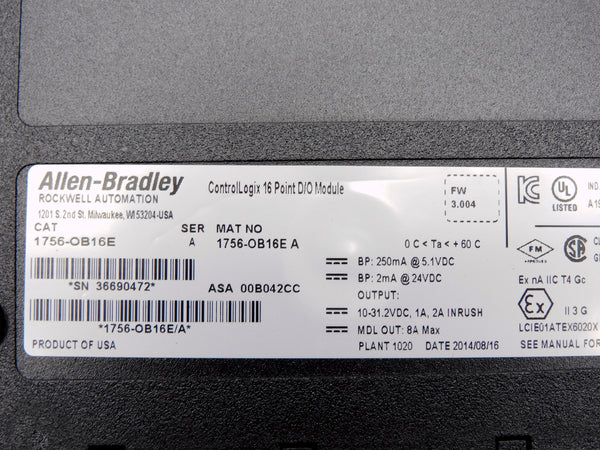 ALLEN BRADLEY 1756-OB16E SER. A F/W 3.004 NSMP