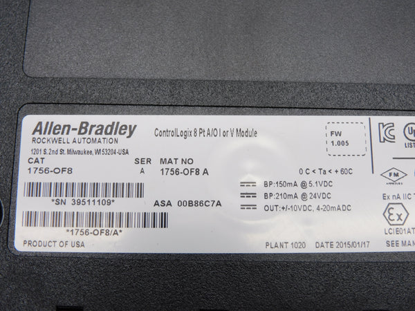 ALLEN BRADLEY 1756-OF8 SER. A F/W 1.005 NSNP