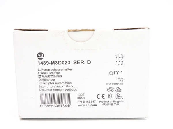 ALLEN BRADLEY 1489-M3D020 SER. D 2A 480/277V (WH) NSMP