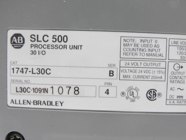 ALLEN BRADLEY 1747-L30C SER. B UNMP