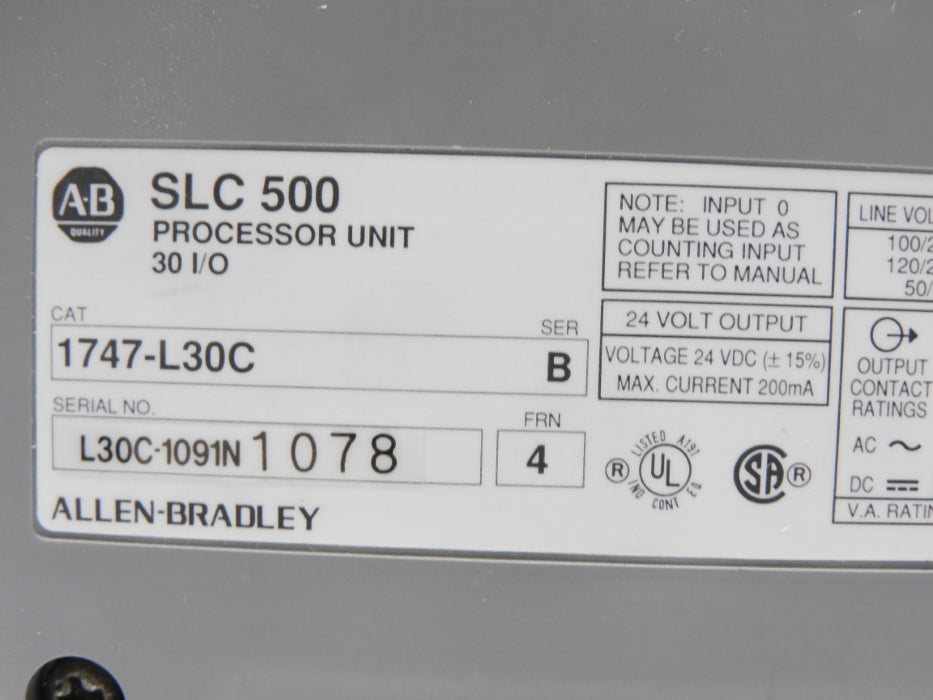 ALLEN BRADLEY 1747-L30C SER. B UNMP