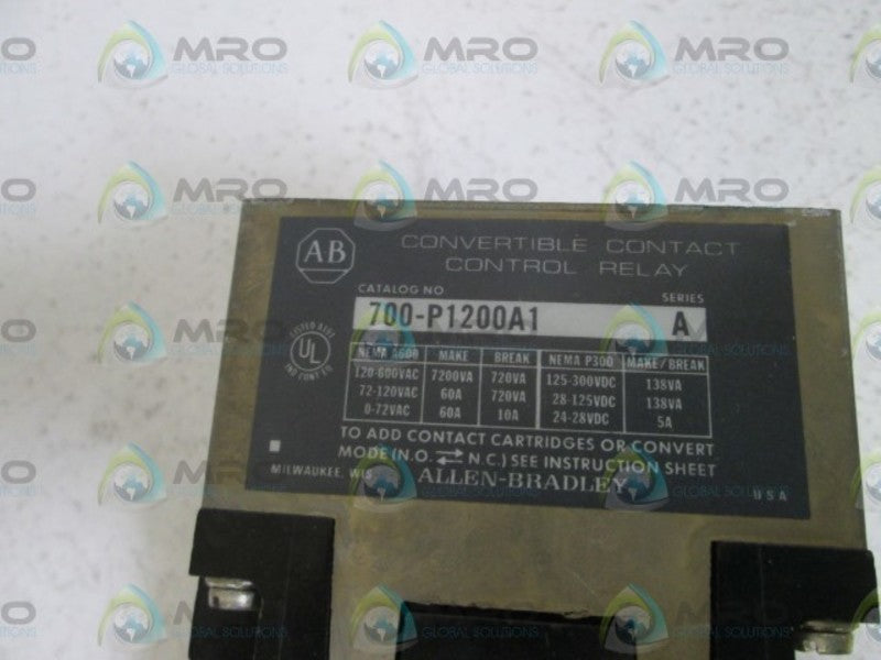 ALLEN BRADLEY 700-P1200A1 SER. A AC RELAY 115V  UNMP