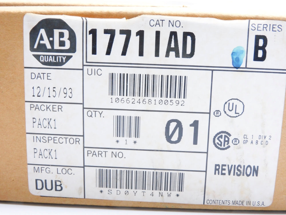 ALLEN BRADLEY 1771-IAD SER. B DATE: 1993 NSFS