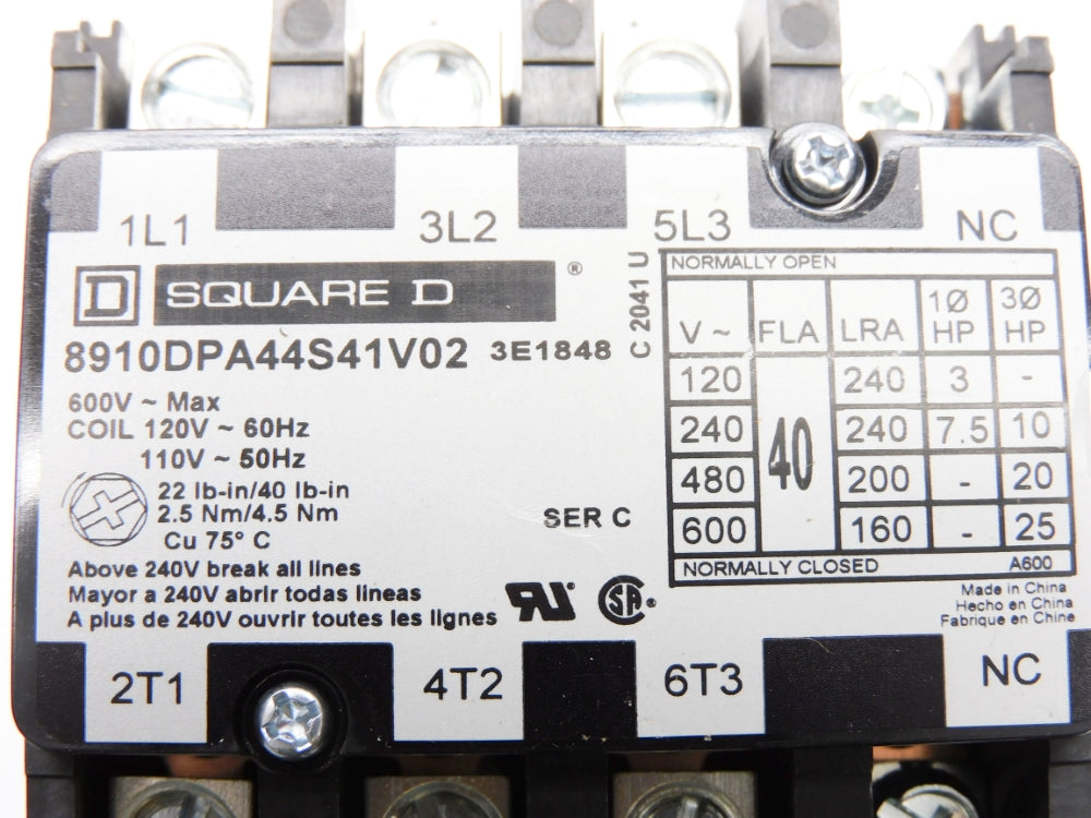 SQUARE D 8910DPA44S41V02 SER. C 120/110V NSNP