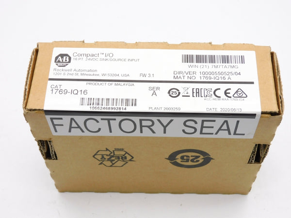 ALLEN BRADLEY 1769-IQ16 SER. A F/W 3.1 DATE: 2020 NSFS
