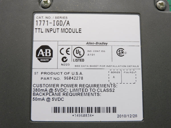 ALLEN BRADLEY 1771-IGD SER. A 5VDC NSMP