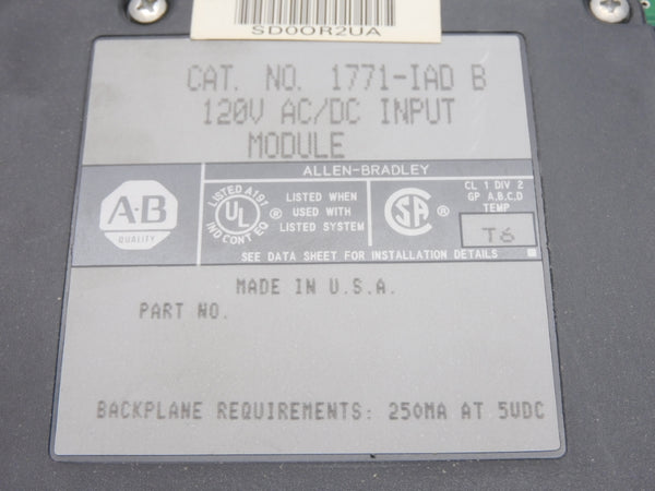 ALLEN BRADLEY 1771-IAD SER. B 120VAC/DC UNMP