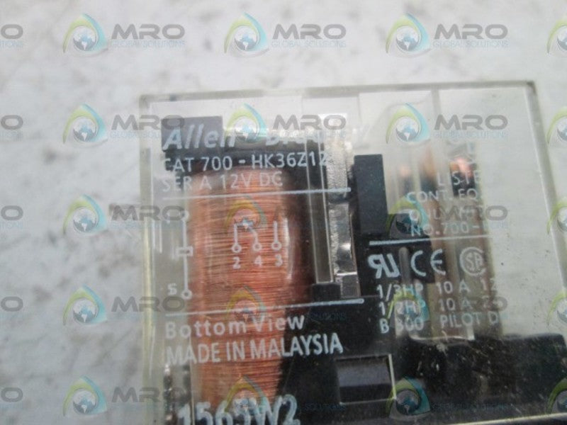 ALLEN BRADLEY RELAY 12VDC 700-HK36Z12 SER. A  UNMP