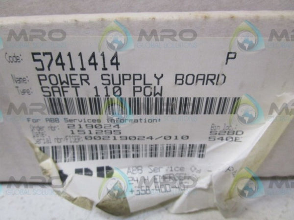 ABB 57411414 POWER SUPPLY BOARD SAFT 110POW  UNMP