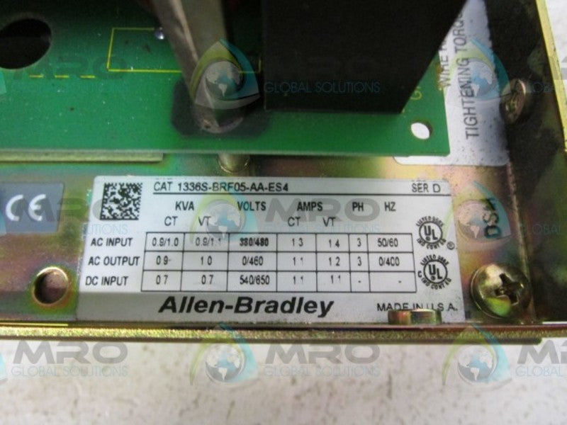 ALLEN BRADLEY 1336S-BRF05-AA-ES4 SER. D AC DRIVE  NSNP
