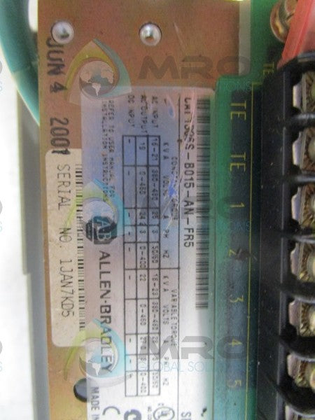 ALLEN BRADLEY 1336S-B015-AN-FR5 SER. D AC DRIVE (AS PICTURED)  UNMP