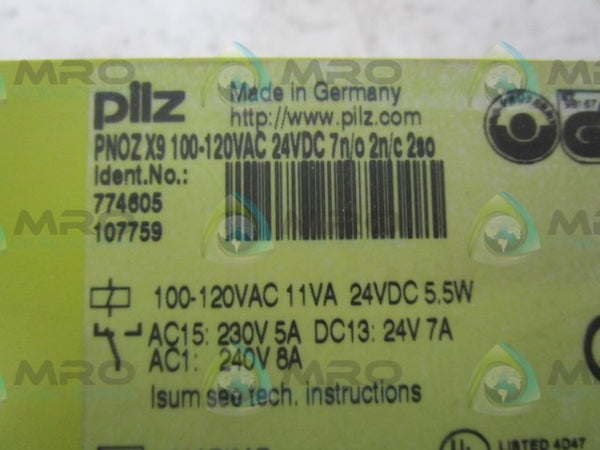 PILZ PN0ZX9100-120VAC-24VDC-7N/0-2N/C-2S0 RELAY  NSNP